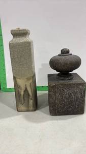 lot 1002 image: 2 Decorative Ceramic Pieces. Tallest is 12 inches