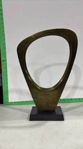 lot 1007 image: Abstract Open-Ring Sculpture on Dark Base approx 28 inches Tall