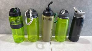 lot 1064 image: Nalgene Water Bottles Lot 5 Pieces Assorted Colors