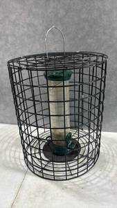 lot 1080 image: Caged Tube Bird Feeder with Wire Squirrel Guard and Hanging Hook