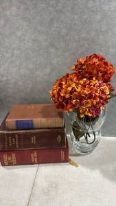 lot 1084 image: Three Law Dictionary and Reference Books with Flower Vase