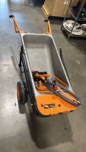 lot 1092 image: WORKS Wheelbarrow with Orange Handles and more