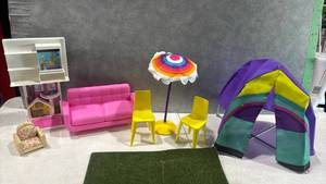 lot 1097 image: Doll House Furniture Set Multicolor Accessories Tent Chairs Sofa Shelf
