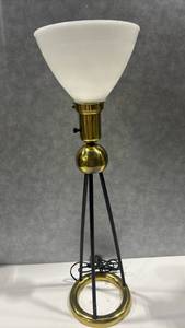 lot 4004 image: Brass with Milk Glass Shade 26 inches tall