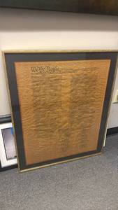 lot 4101 image: Framed wall decor Constitution of the United States of America 33 x 27 in