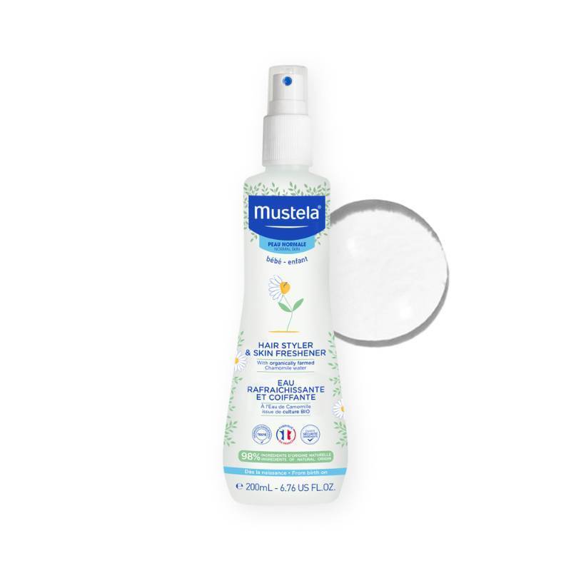 lot 39507 image: Mustela Baby Hair Styler & Skin Freshener - with Natural Avocado & Chamomile Water - 6.76 fl. oz. - Retail $15