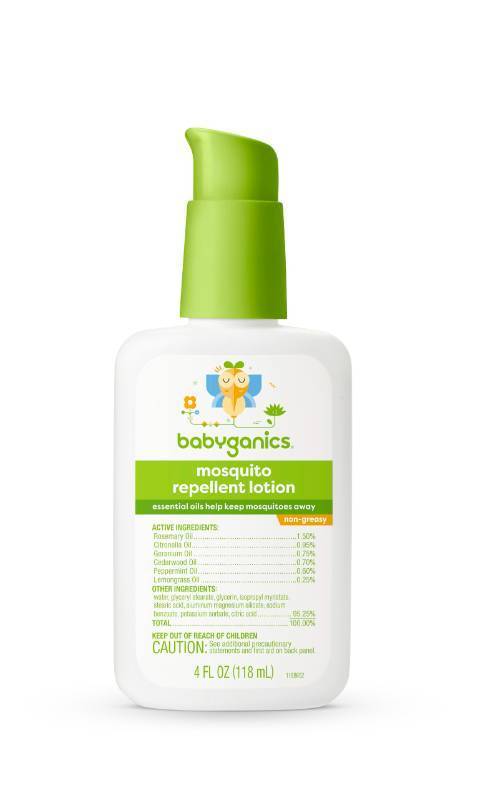 lot 39530 image: Babyganics Mosquito Repellent Lotion, Made with Plant and Essential Oils, Non-Greasy, 4oz - Retail $14