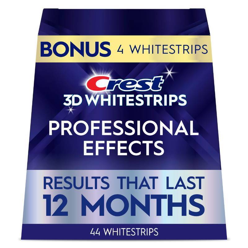 lot 39558 image: Crest Teeth Whitening Strips, Crest 3D Whitestrips Professional Effects, Enamel Safe Teeth Whitening Kit, 22 Treatments (21 Strips), Professional-Level Whitening, 19 Levels Whiter - Retail $46