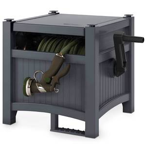 lot 39714 image: Suncast 100 Foot Hose Hideaway Resin Storage  Cyberspace Grey - Retail $75