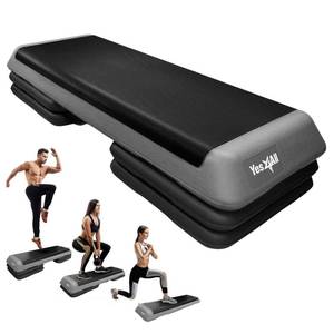 lot 39722 image: Yes4All Adjustable Workout Aerobic Exercise Step Platform Health Club Size with 4 Adjustable Risers Included and Greater Risers Options - GRIP NEEDS ADHESIVE. - Retail $85