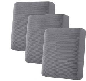 lot 39723 image: Velvet Plush Cushion Slipcover Loveseat Sofa Cushion Furniture Seat Cushion (3 Piece, Grey, 22x22x5 inch). - Retail $40
