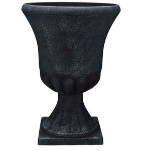 lot 39733 image: Winston Urn Planter with Removable Base, Matte Black, 21 in, SEVERAL CRACKS. - Retail $50