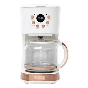 lot 39739 image: Haden Coffee Machine  12 Cup Programmable Coffee Maker  Ivory & Copper - Retail $87