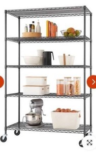 TRINITY 5-Tier | 48x24x72 | Commercial Wire Shelving | w/ Wheels | NSF | Black Anthracite