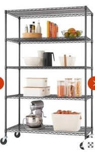 lot 12874 image: TRINITY 5-Tier  48x24x72  Commercial Wire Shelving  w Wheels  NSF  Black Anthracite