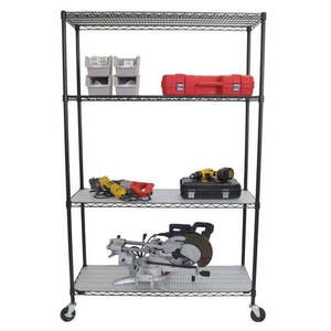lot 12879 image: TRINITY 4-Tier NSF Wire Shelving Rack 48x18x72 Black TBFPB-0907