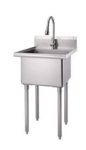 lot 12923 image: Trinity NSF Stainless Steel Utility Sink w Pull-Out Faucet 21.5in x 24in