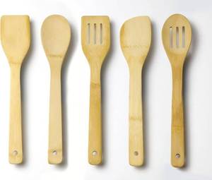 lot 86649 image: Bamboo Kitchen Utensils 5-Piece Set - Premium Non-Scratch Eco Friendly