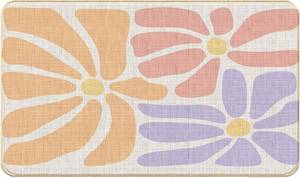 lot 86650 image: Boho Floral Doormat Groovy 70s Pastel Flower Indoor Outdoor Mat