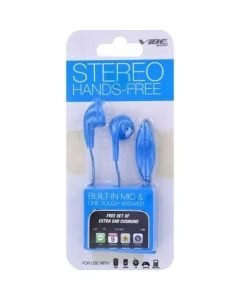 lot 1074 image: VIBE Stereo Sound Earbuds with Built-In Microphone 3.5mm Wired Headset COLOR BLUE