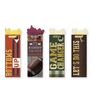 lot 1082 image: NEW Paper Craft Game Time Football WineLiquor Bottle Gift Bags with Tissue 4 Pack