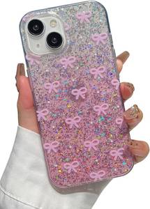 lot 68395 image: Compatible with iPhone 1314 Case Cute Bow Pattern Gradient Pink