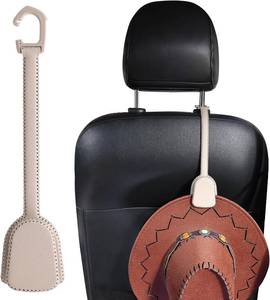 lot 68397 image: Hat Clip - Hat Holder for Car, Strong Grip Space-saving Hat Clips for Headrest, Leather Hat Organizer Accessories for WomenFamily, Beige-1 Pack