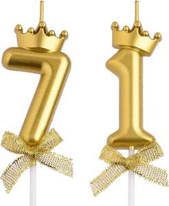 lot 68404 image: Gold 71 Birthday Candle Smokeless 3D Crown Number 71 Cake Candles