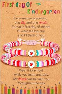 lot 68413 image: Universal size Back to School Supplies, First Day of Kindergarten Bracelet, Back to School Bracelet Mommy and Me, Prek Matching Wish Bracelets Set, Adjustable Bracelet for Boys Girls Gifts Stuff Bulk