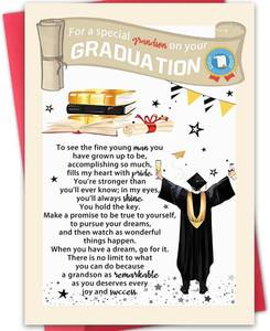 lot 68417 image: 8 inches x 5.3 inches Hongshan Funny Graduation Card for Grandson,Congrats Gifts for Grandson,College Grad Card from Grandmother Grandfather,Graduation Congratulations Cards