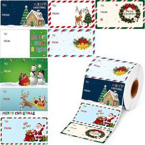 lot 68421 image: Inches MDDRUIQI Gift Tags-500 PCS Christmas Gift Tags Christmas Presents Stickers Self Adhesive Christmas Tags Christmas Santa Wrapping Paper Holiday Decor (2.95 x 1.6 Inch)