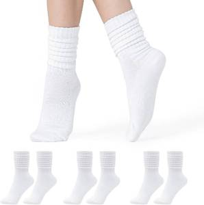 lot 69792 image: 6-10 CoolMate Womens Scrunch Crew Socks, Slouchy Mid Calf Boot Socks, 3 Pairs