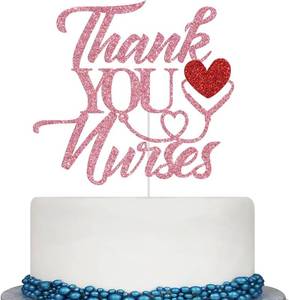 lot 69805 image: 1 Count (Pack of 1) Thank You Nurses Cake Topper, We Appreciate You Decorations, Happy Nurses Week, Nurse Appreciation Week Graduation Party Decorations (Pink and Red Glitter)
