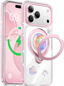 lot 69810 image: $23 for 17 Pro Max Case 6.9 for iPhone 17 Pro Max Case with 360  Spin Stand, Non-Yellowing Transparent Back, TPU Inner Cushion, Magnetic Mag Safe Compatible, Military Protection, Cute Cover for Girl