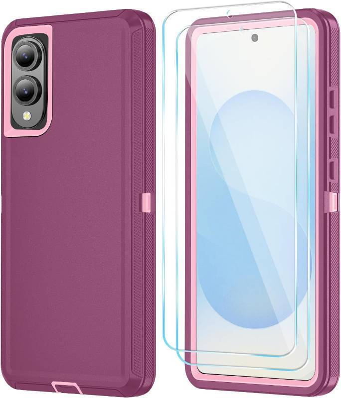 lot 68177 image: Galaxy S25 Edge ONOLA Compatible with Samsung Galaxy S25 Edge Case with HD Screen Protector, Heavy Duty Shockproof & Dropproof 3-Layer Cover Phone Case for Galaxy S25 Edge (WineRedPink)
