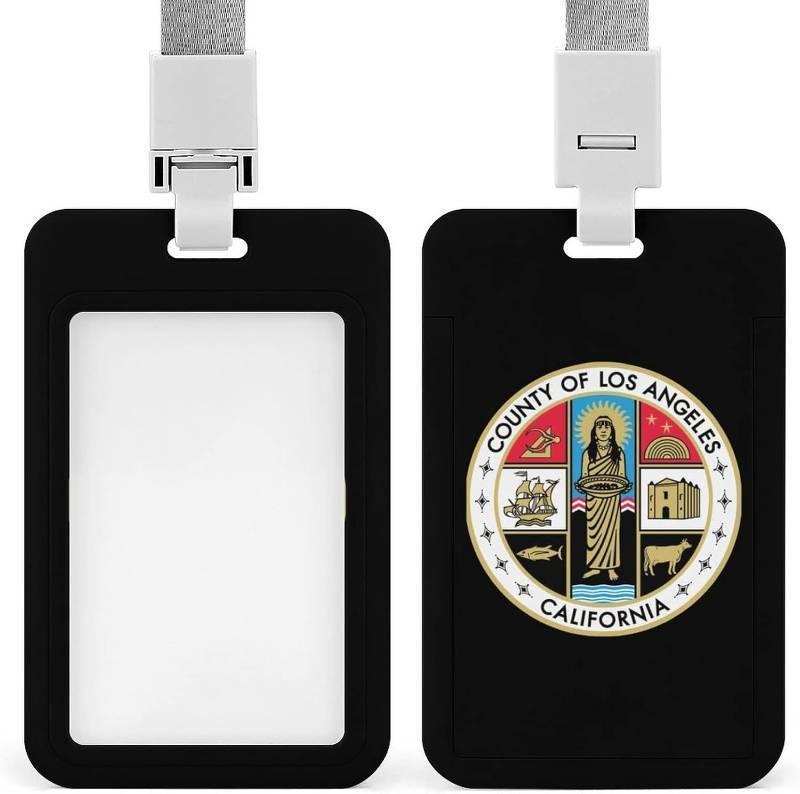 lot 68189 image: County of Los Angeles ID Badge Holder Name Tag Card with Neck Lanyard for Men Women