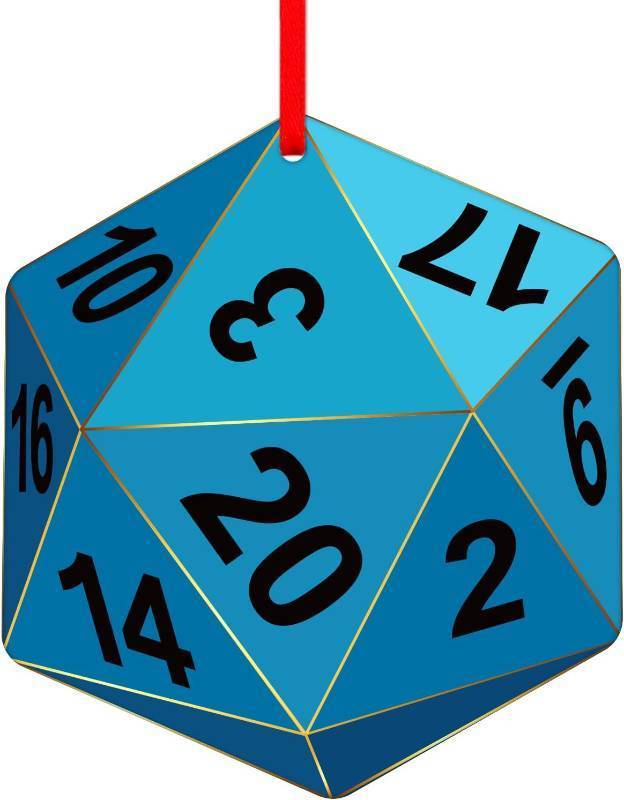 lot 68222 image: D4DREAM Funny Christmas Ornament 3 Acrylic Dice D20 Ornament 2D