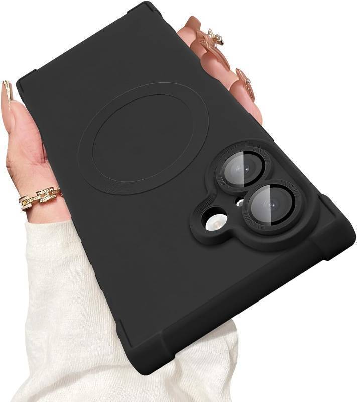 lot 64072 image: Magnetic for iPhone 17 Case Rectangle, with Camera Lens Protector, Compatible with MagSafe, Shockproof Military-Grade Protection, Soft Silicone Cover for Women Men, Black