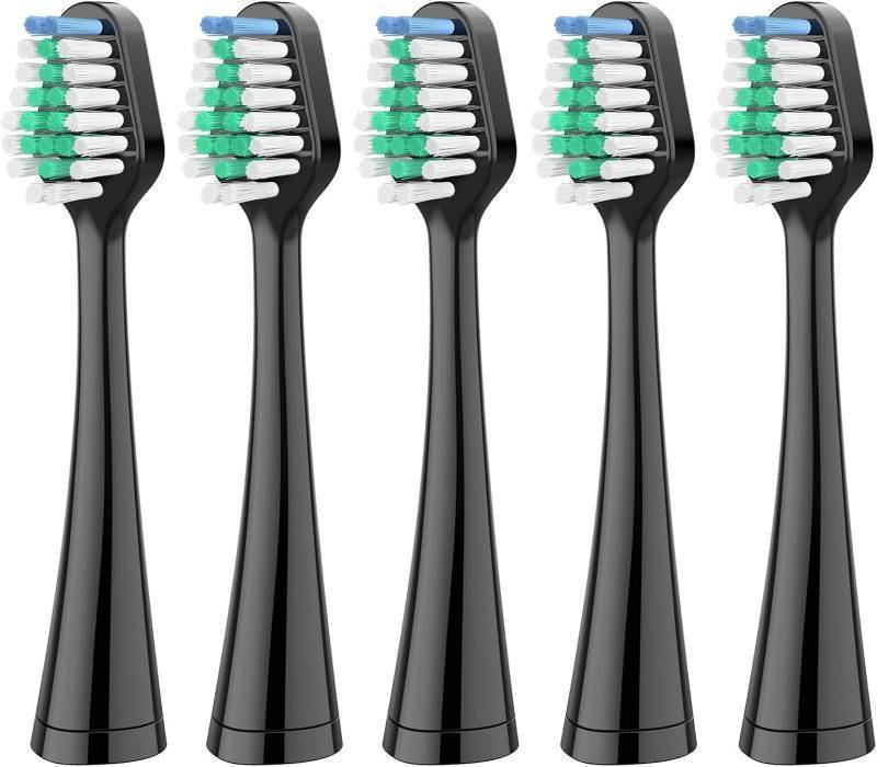 lot 66705 image: 1 Count (Pack of 5) Replacement Toothbrush Heads for Waterpik Complete Care 5.09.0, and Compatible with AquaSonic Duo and Home Dental Center Electric Toothbruh, 5 Count(Pack of 1), Black