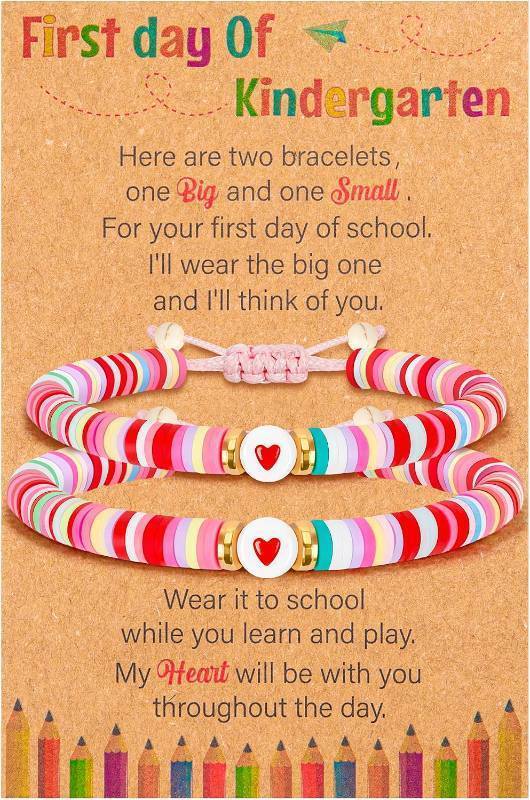 lot 68103 image: Universal size Back to School Supplies, First Day of Kindergarten Bracelet, Back to School Bracelet Mommy and Me, Prek Matching Wish Bracelets Set, Adjustable Bracelet for Boys Girls Gifts Stuff Bulk