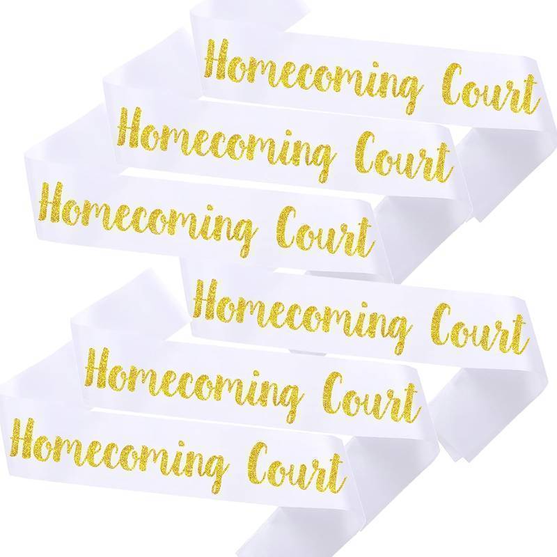 lot 69016 image: 6PCS Homecoming Court Sashes Bulk, Glitter Gold Black Sashes for Homecoming Party School Dance Graduation Pageants Party Favors Decorations