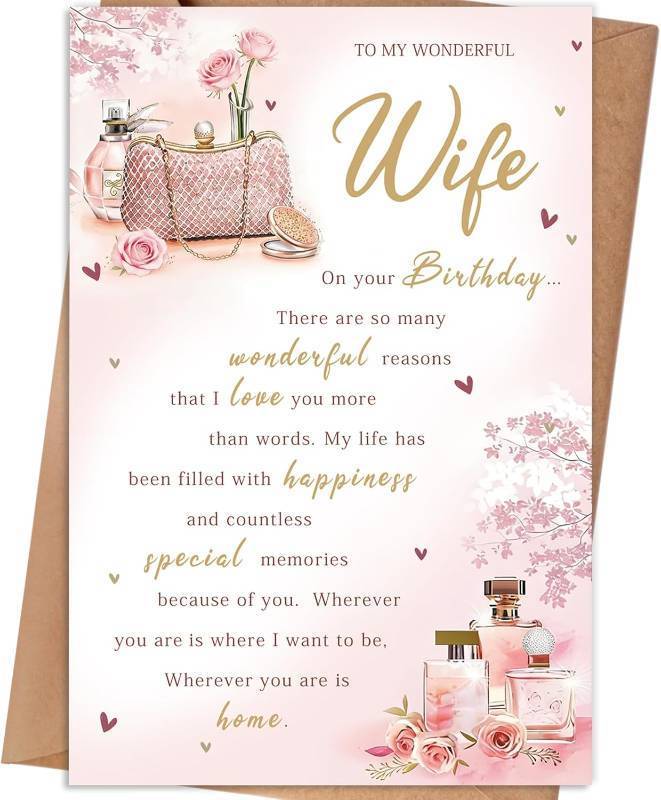 lot 68276 image: 85.3 inches Wife Birthday Card, Happy Birthday Gift Card for Wife from Husband