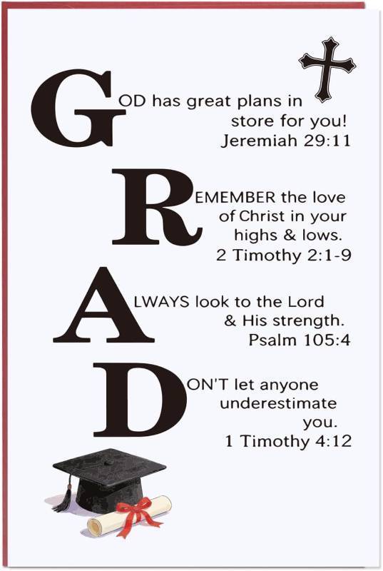 lot 68300 image: 4 inches by 6.4 inches Christian Graduation Card, Graduation Card for Him Her, Bible Verses Congratulations Gift with Prayer Religious, Funny Grad Gift for Graduate Teenagers Boys Girls Daughter Son G