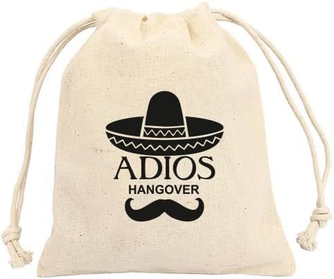 lot 68320 image: 1 Count (Pack of 10) Set of 10 Adios Hangover Bags bachelorette party decorations Cabo survival Kit, amenity Kit Cotton Drawstring Wedding Welcome Favor kits ,Bachelorette ,Party, Drawstring Decors, O