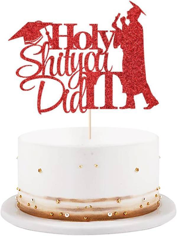 lot 68322 image: Holy Shit You Did It Cake Topper senior high school university postgraduate Graduation cake topper Cake decorations for boys and girls graduation part in 2026 Supplies