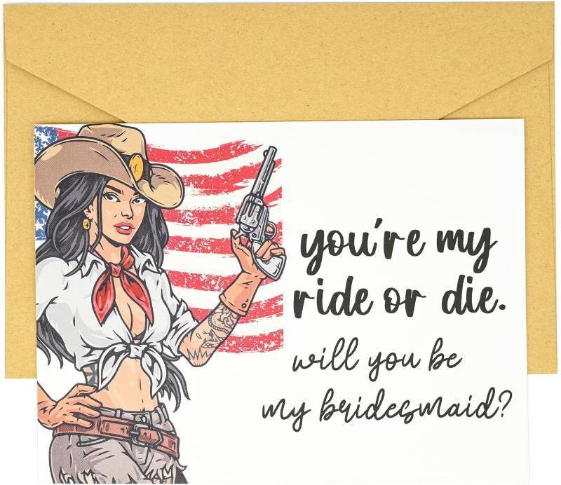 lot 68356 image: Cowgirl Bridesmaid Proposal Card   Western Country Disco Theme Will You Be My BridesmaidMaid of Honor Perfect for Bridesmaid Boxes & Wedding Proposal Gifts