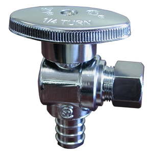 lot 12731 image: Jones Stephens 12 PEX x 38 OD Chrome Angle Supply Stop, 10 Pack
