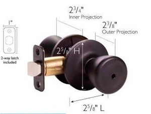 lot 12760 image: Lot of 2 Tulip Style Privacy Lockset Knobs Oil Rubbed Bronze US10B