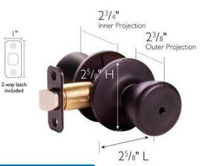 lot 12761 image: Lot of 2 Tulip Style Privacy Lockset Knobs Oil Rubbed Bronze US10B
