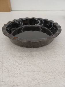 lot 12805 image: Cordon Bleu Dark Brown Glazed Ceramic Fluted Pie Dish with Swirl Pattern